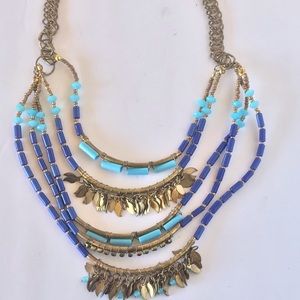 Multi strand necklace blue